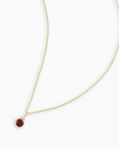 Garnet Birthstone Necklace January Birthstone Necklace || option::14K Solid Gold, Garnet - January