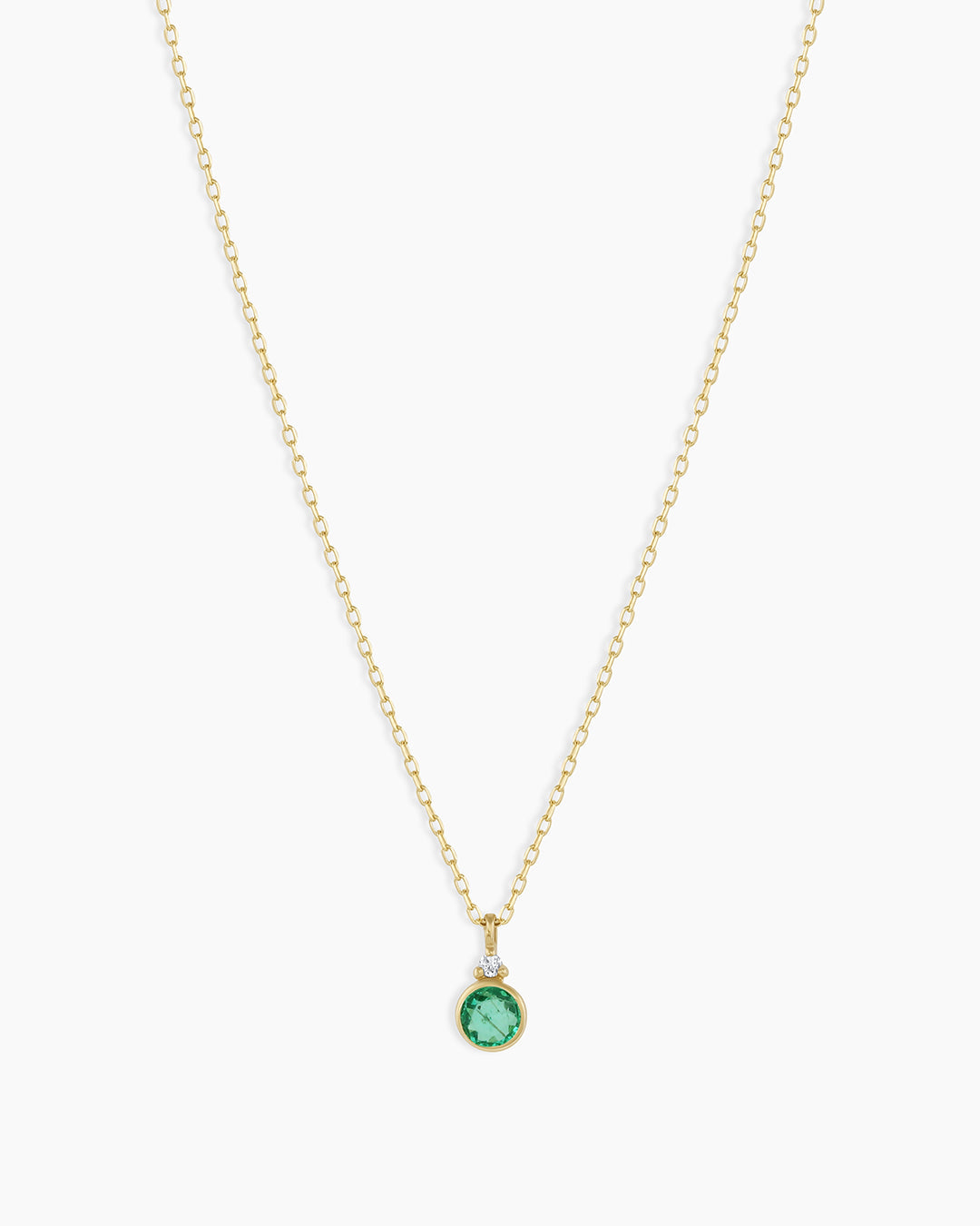Emerald Birthstone Necklace Birthstone Necklace || option::14K Solid Gold, Emerald - May