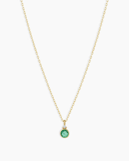 Emerald Birthstone Necklace Birthstone Necklace || option::14K Solid Gold, Emerald - May