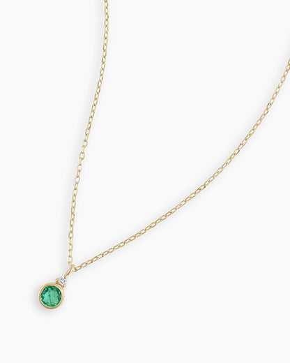 Emerald Birthstone Necklace Birthstone Necklace || option::14K Solid Gold, Emerald - May