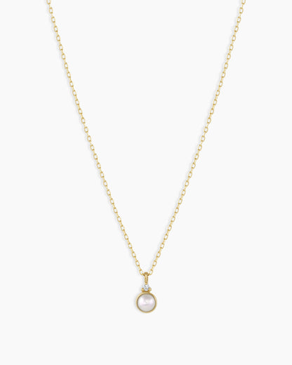 Pearl Birthstone Necklace June Birthstone Necklace || option::14K Solid Gold, Pearl - June