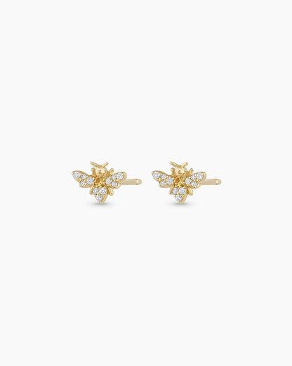 Diamond Bee Studs || option::14K Solid Gold