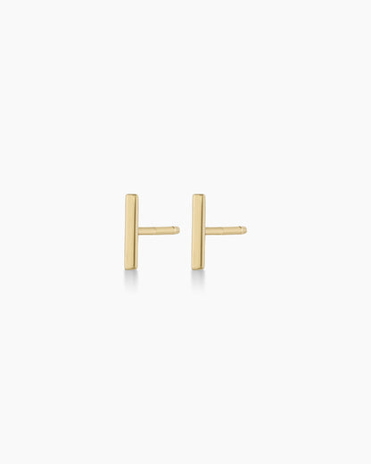 Woman wearing Rose Bar Stud || option::14K Solid Gold