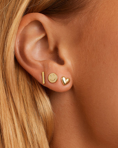 Heart Charm Stud || option::18K Gold Plated, Heart