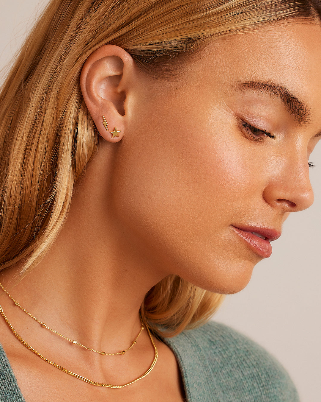 Star Charm Stud || option::18K Gold Plated, Star