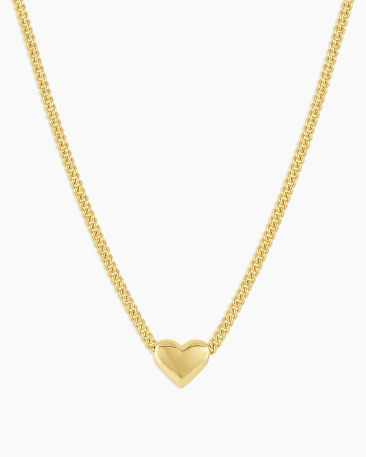Lou Heart Charm Necklace || option::18K Gold Plated