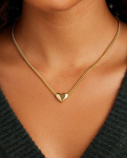 Lou Heart Charm Necklace || option::18K Gold Plated