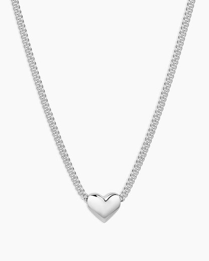 Lou Heart Charm Necklace || option::Silver Plated