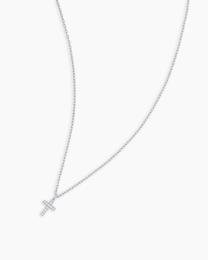 Diamond Cross Necklace || option::14K Solid White Gold