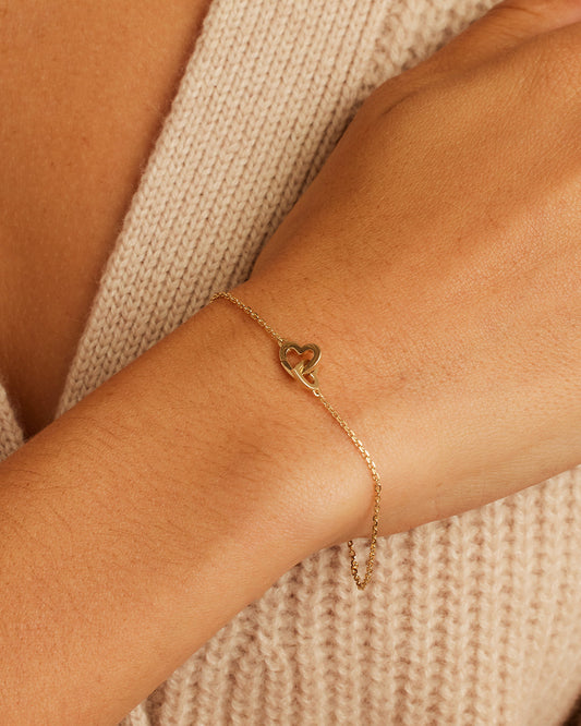 14K Gold Parker Heart Bracelet || option::14K Solid Gold, 6.5 in.