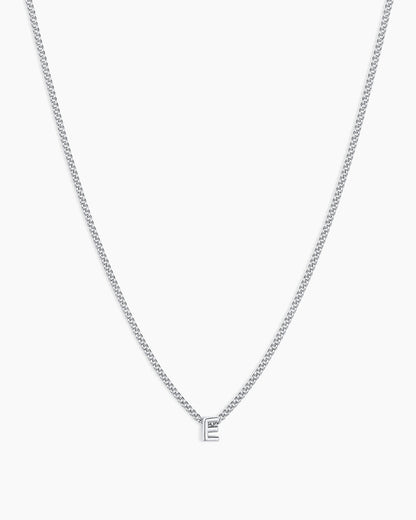 Wilder Mini Alphabet Necklace || option::Silver Plated, E