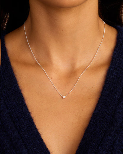 Wilder Mini Alphabet Necklace || option::Silver Plated, K
