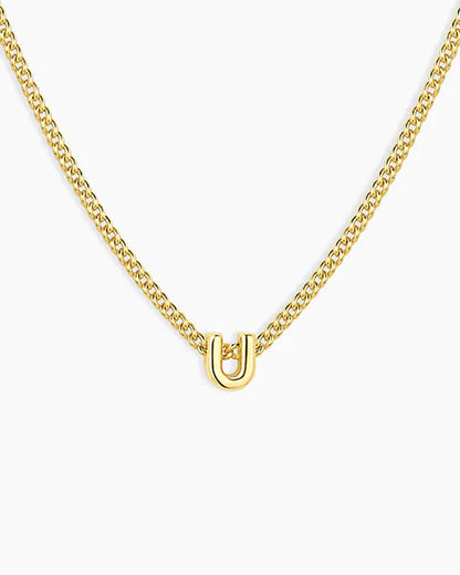 Wilder Mini Alphabet Necklace || option::18K Gold Plated, U