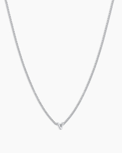 Wilder Mini Alphabet Necklace || option::Silver Plated, V