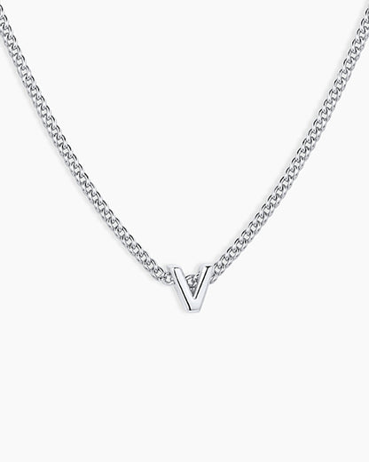Wilder Mini Alphabet Necklace || option::Silver Plated, V