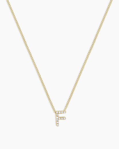 Diamond Alphabet Necklace || option::14K Solid Gold, F