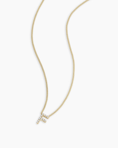 Diamond Alphabet Necklace || option::14K Solid Gold, F