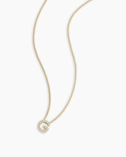 Diamond Alphabet Necklace || option::14K Solid Gold, G