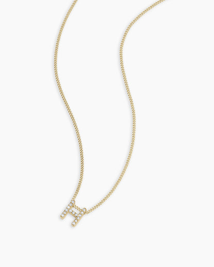 Diamond Alphabet Necklace || option::14K Solid Gold, H