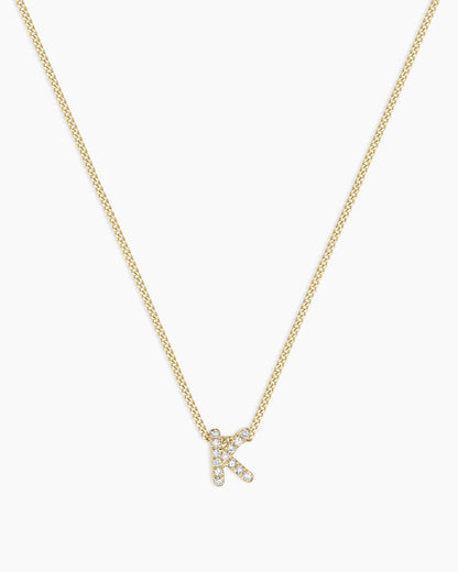 Diamond Alphabet Necklace || option::14K Solid Gold, K