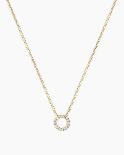 Diamond Alphabet Necklace || option::14K Solid Gold, O