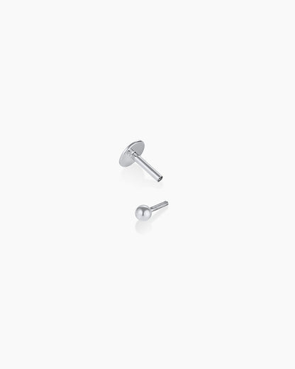 14K Gold Newport Flat Back Single Stud || option::14K Solid White Gold