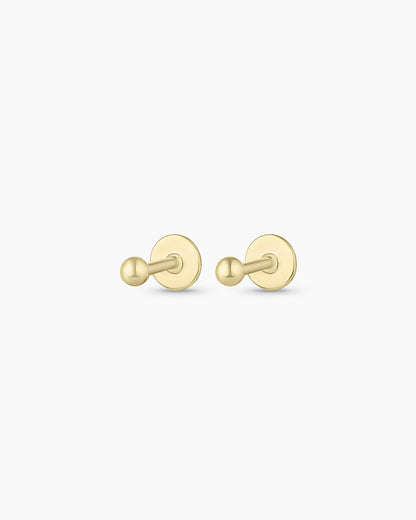 14K Gold Newport Threaded Flatback Studs || option::14K Solid Gold