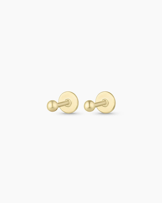 14K Gold Newport Threaded Flatback Studs || option::14K Solid Gold