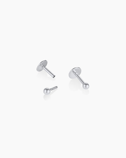 14K Gold Newport Flat Back Studs || option::14K Solid White Gold