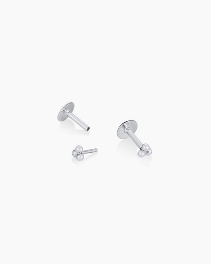 14K Gold Trio Flat Back Studs || option::14K Solid White Gold