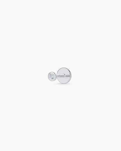 Classic Diamond Flat Back Single Stud || option::14K Solid White Gold