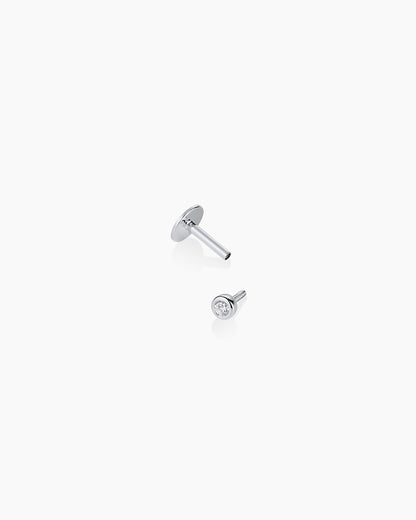 Classic Diamond Flat Back Single Stud || option::14K Solid White Gold