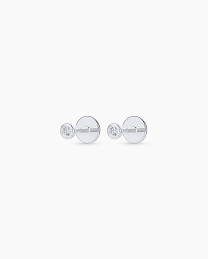 Classic Diamond Flat Back Studs || option::14K Solid White Gold