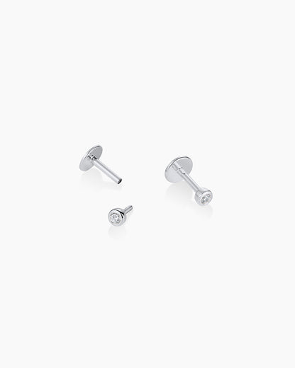 Classic Diamond Flat Back Studs || option::14K Solid White Gold