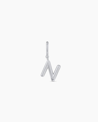 Alphabet Helium Parker Charm || option:: Silver Plated, N
