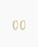 Diamond Row Huggies || option::14K Solid Gold