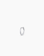 Woman wearing Classic Gold Huggie || option::14K Solid White Gold, 8mm