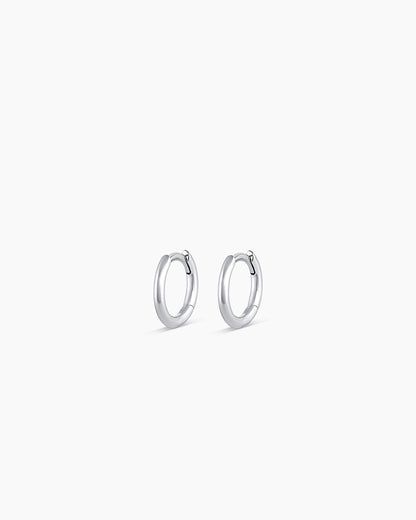 Classic Gold Huggie || option::14K Solid White Gold, 8mm