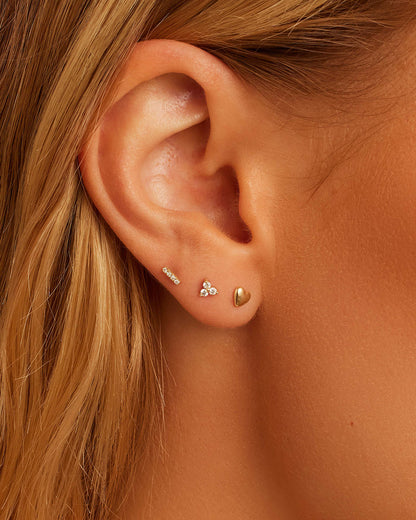Diamond Bali Flat Back Stud || option::14K Solid Gold || set::diamond-bali-flat-back-stud-stl
