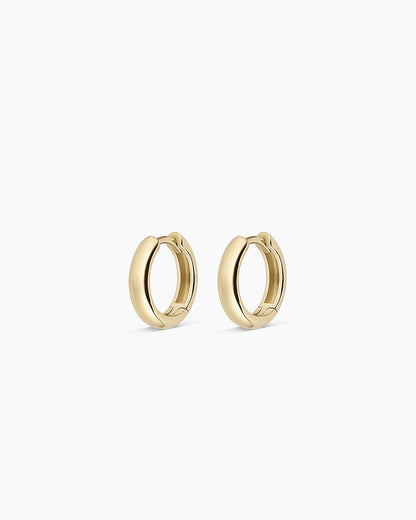 14K Gold Lou Helium Huggies || option::14K Solid Gold, 11mm