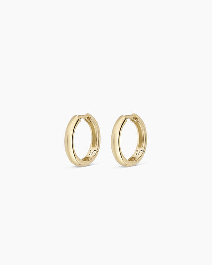 14K Gold Lou Helium Huggies || option::14K Solid Gold, 13mm