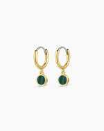 Rose Marble Coin Huggies || option::18K Gold Plated, Malachite Marble
