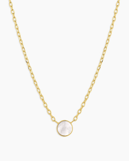 Rose Marble Coin Necklace || option::18K Gold Plated, Mother of Pearl