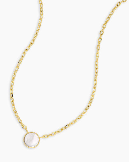 Rose Marble Coin Necklace || option::18K Gold Plated, Mother of Pearl