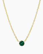 Rose Marble Coin Necklace || option::18K Gold Plated, Malachite Marble