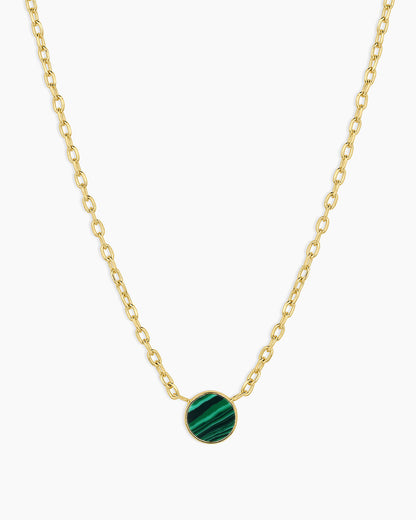 Rose Marble Coin Necklace || option::18K Gold Plated, Malachite Marble