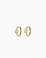 Lab Grown Diamond Circle Charm Huggies || option::14K Solid Gold