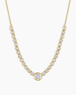 Lab Grown Diamond Circle Charm Row Necklace || option::14K Solid Gold