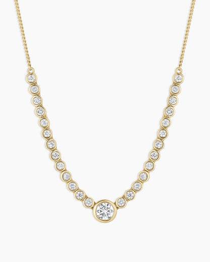 Lab Grown Diamond Circle Charm Row Necklace || option::14K Solid Gold