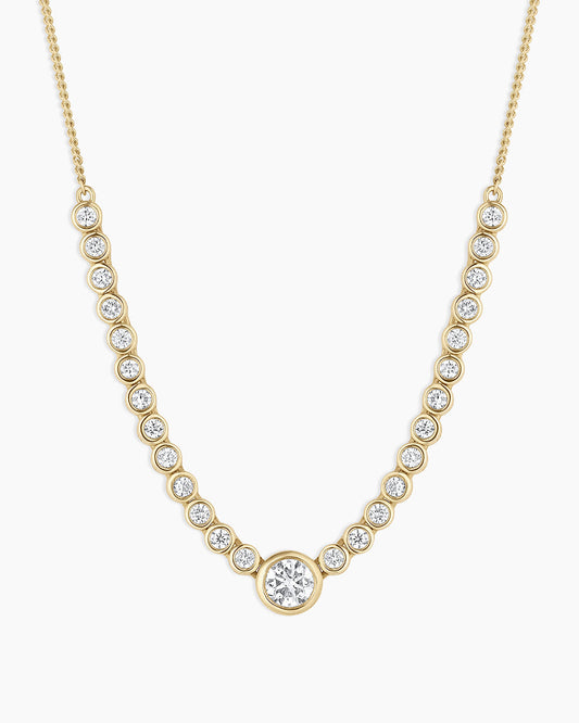 Lab Grown Diamond Circle Charm Row Necklace || option::14K Solid Gold